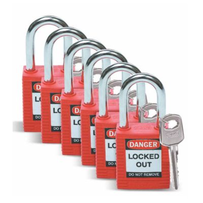 Pack of 6 RED Padlocks