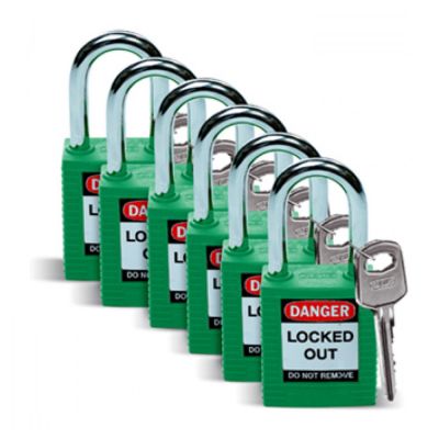 Pack of 6 GREEN Padlocks