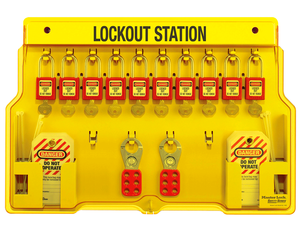 1483B Lockout Tagout Station With Cover 10 Padlock Capacity