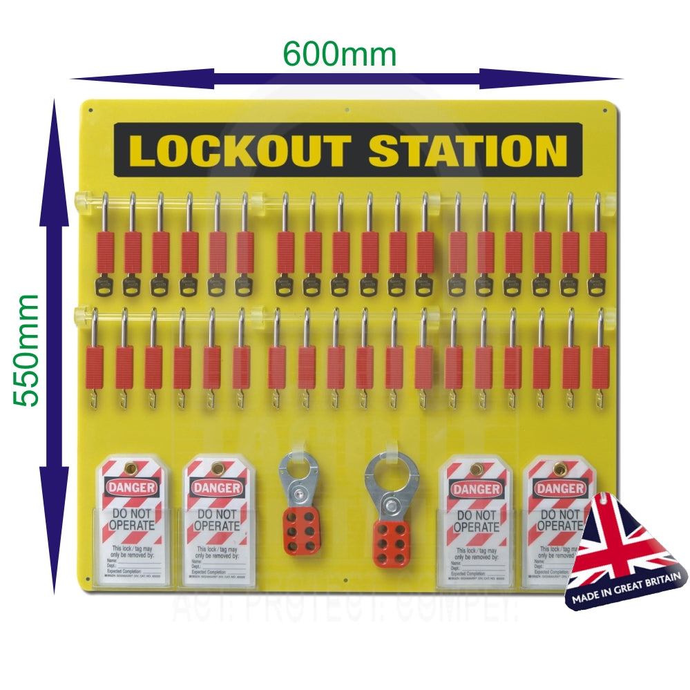 LOTOB36C Lockout Tagout Board 36 Padlock Capacity