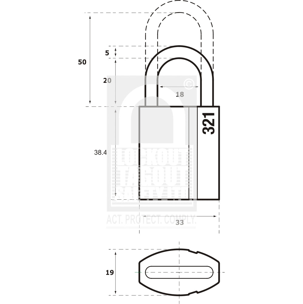 Abloy PL321 Brass Padlock 20mm Shackle