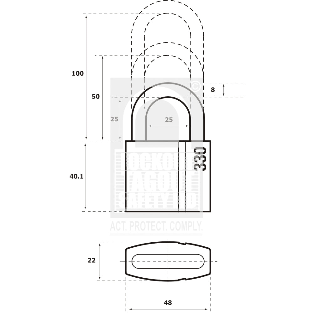 Abloy PL330 Padlock 100mm Shackle