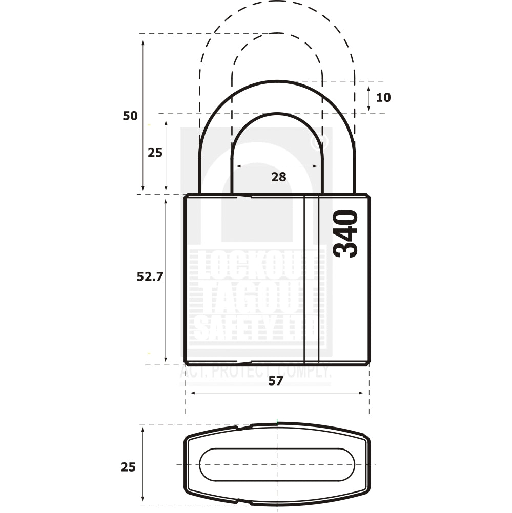 Abloy PL340 Padlock 25mm Shackle