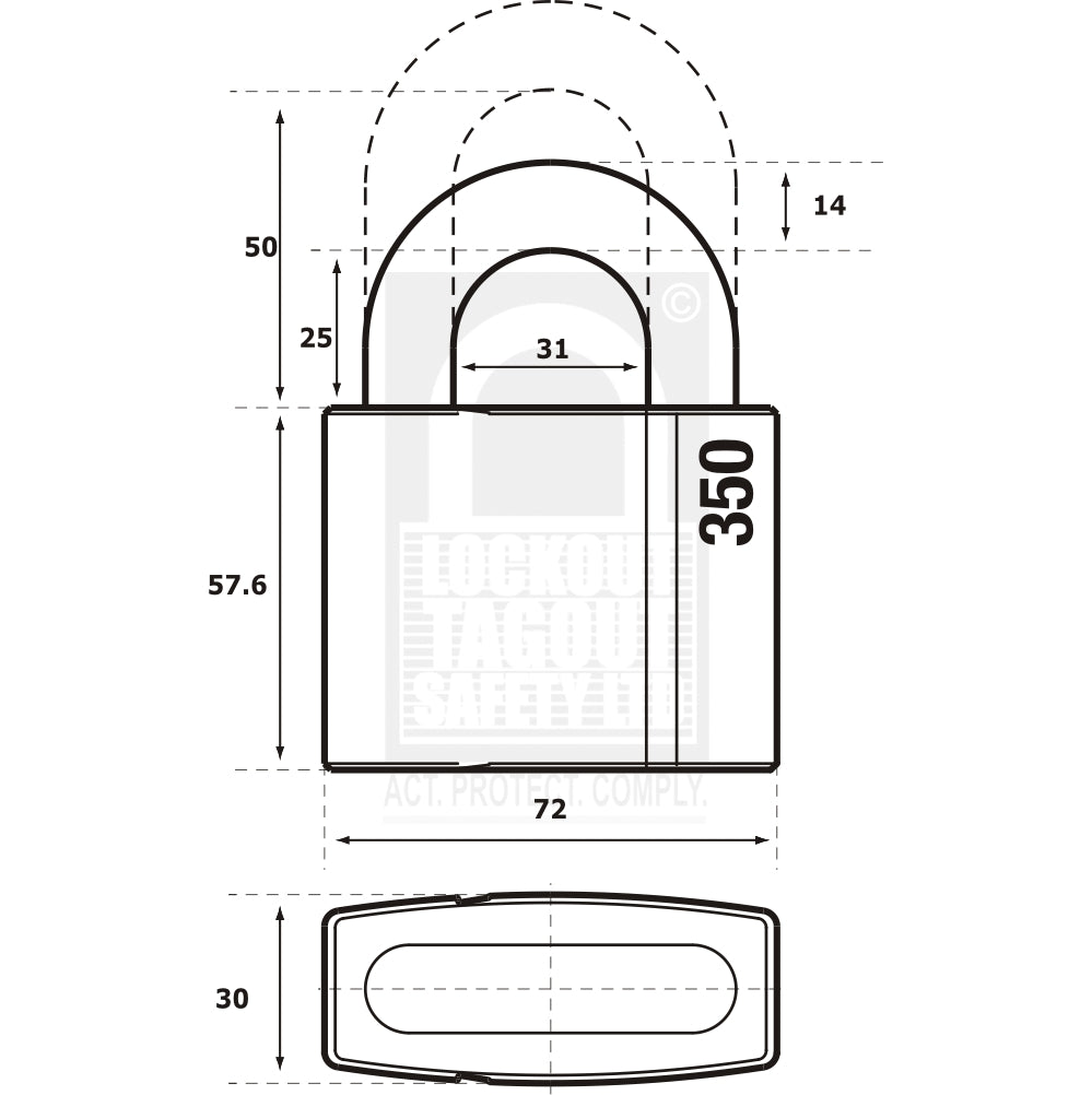 Abloy PL350 Padlock 25mm Shackle