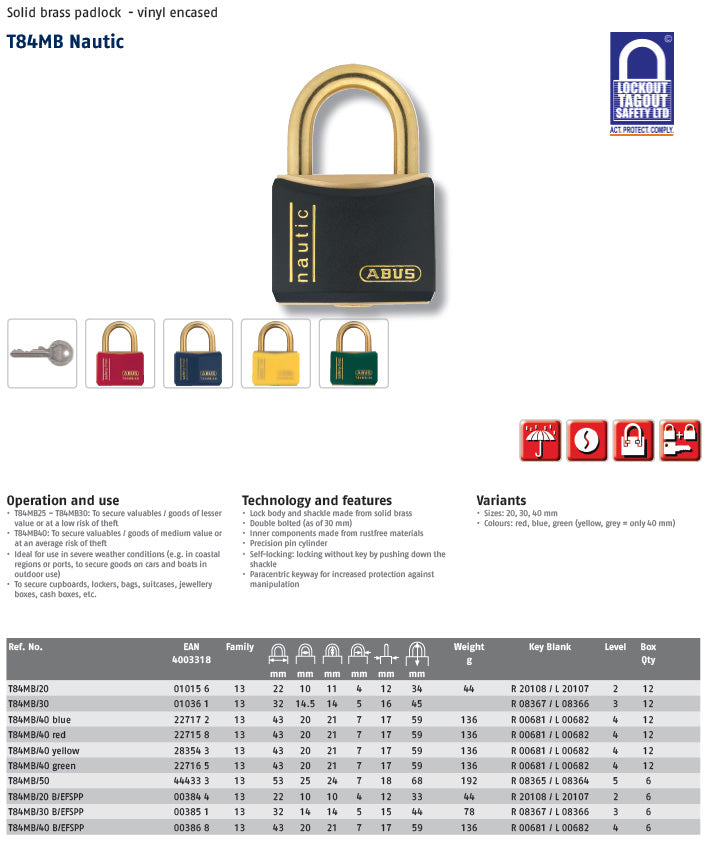 Abus Inox T84/40 Coated Brass Padlock